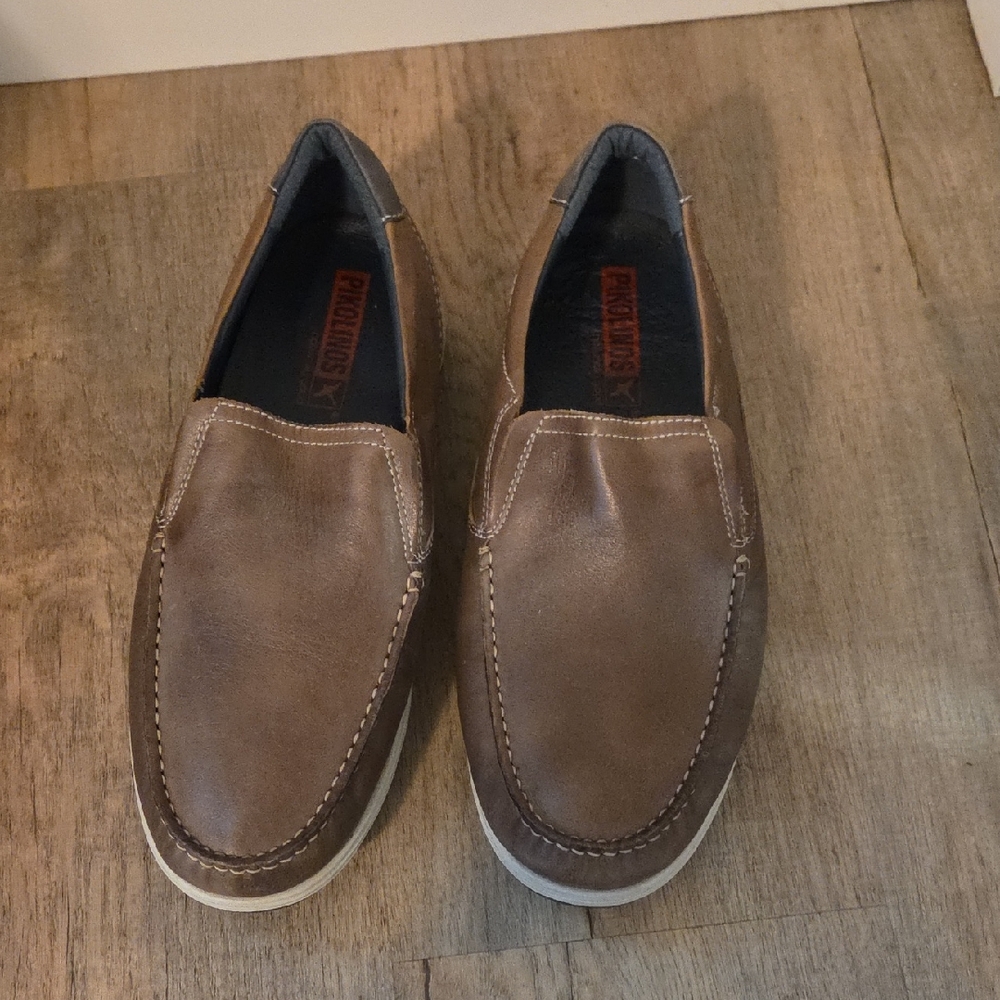 PIKOLINOS Tan Leather Slip-On Loafers